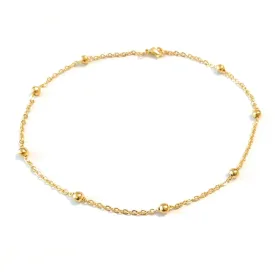 11 Inch Anklet Dainty Plated Gold Stainless Steel Ankle Bracelet Satellite Bead Chain Gift Boxed