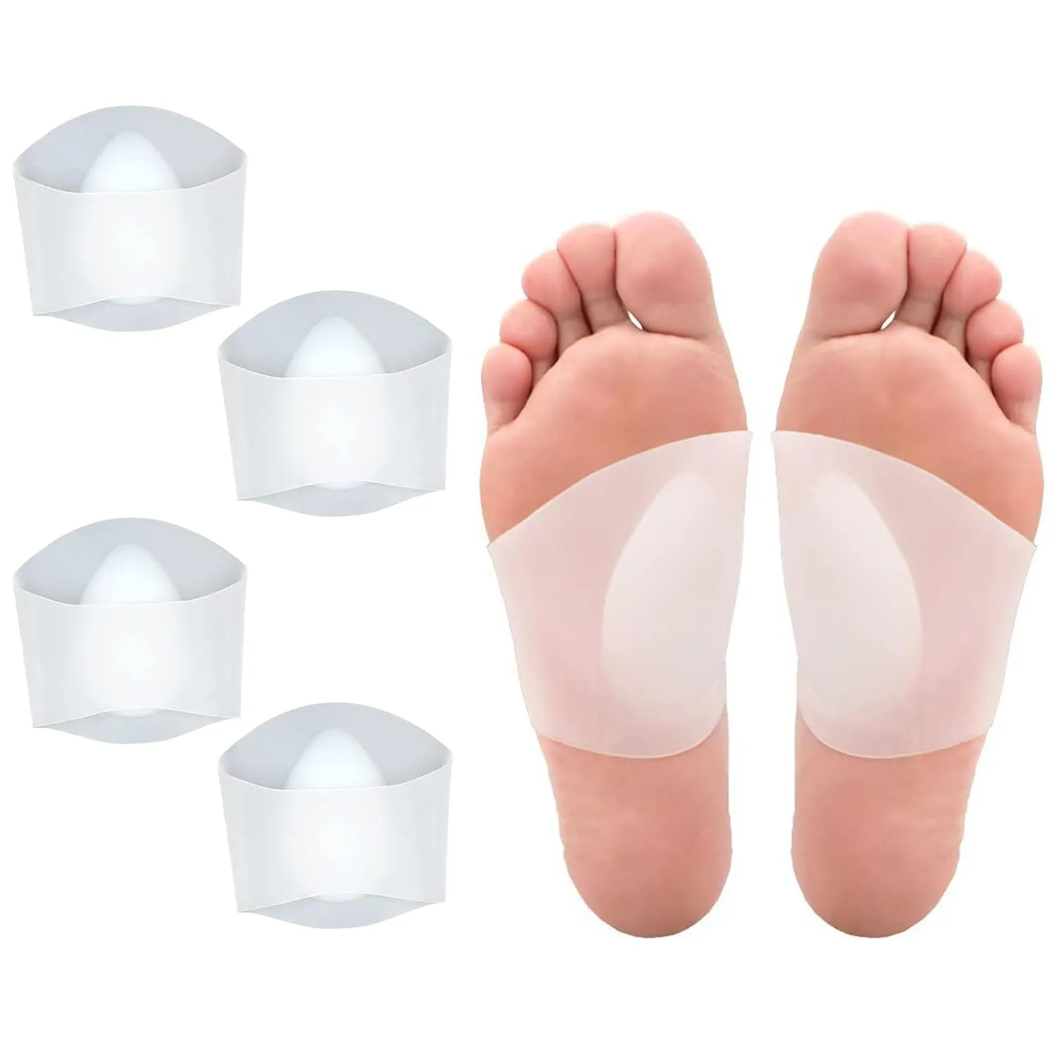 2 Pairs Silicon Compression Arch Support Sleeves, Plantar Fasciitis Foot Pain Relief Cushions for Flat Feet, Fallen Arches, Achy Feet Problems, Universal Size for Men and Women
