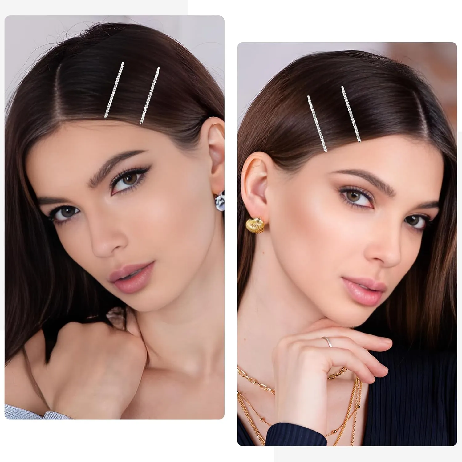 24 Pcs Silver Rhinestone Bobby Pins for Women Girls Hair Clips with Crystal Rhinestones, Sparkly Hairpins for Hair Accessories