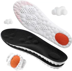 4D Cloud-Soft Comfort Soles for Men - Memory Foam Cushioning Steppers Insoles with Heel Shock Pad - Trim-to-Fit Arch Support Insoles for Enhanced Foot Comfort and Fatigue Relief(US M 7.5-10.5)