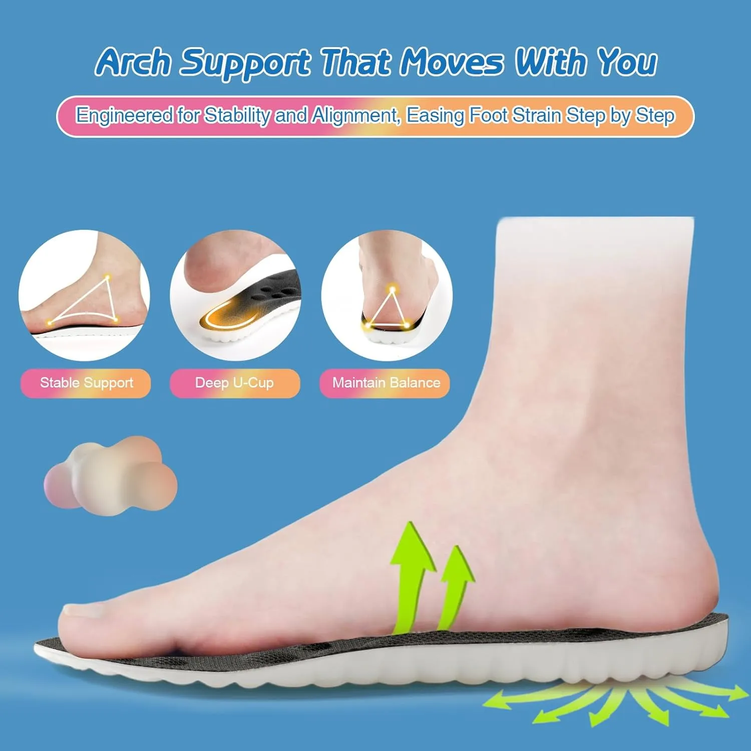 4D Cloud-Soft Comfort Soles for Men - Memory Foam Cushioning Steppers Insoles with Heel Shock Pad - Trim-to-Fit Arch Support Insoles for Enhanced Foot Comfort and Fatigue Relief(US M 7.5-10.5)