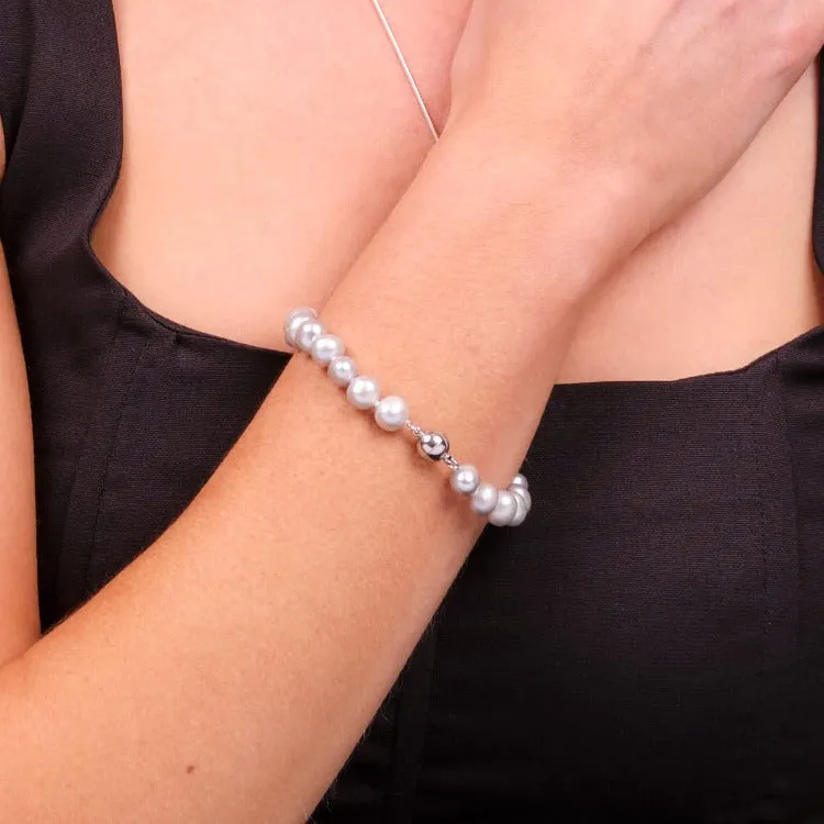 8-9mm Grey Freshwater Pearl Bracelet with Magnetic Clasp