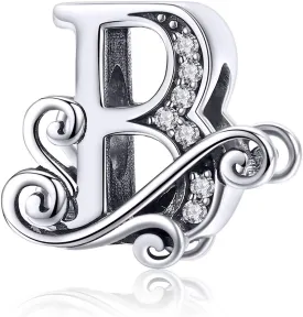 925 Sterling Silver Letter Charms for Pandora Bracelets Alphabet Initial Beads Jewelry Gift for Women