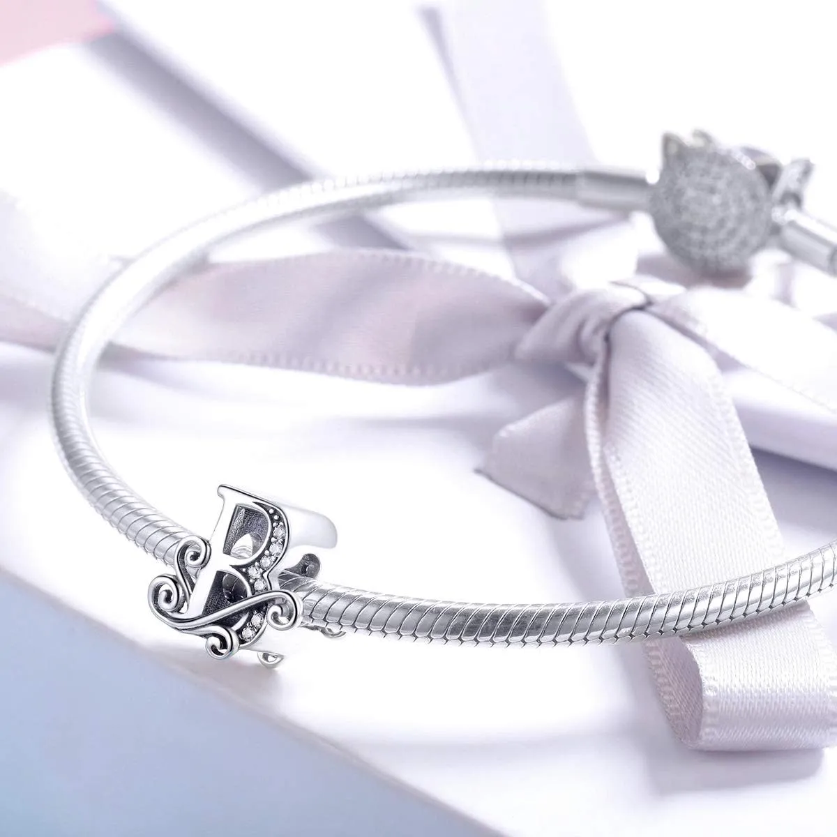925 Sterling Silver Letter Charms for Pandora Bracelets Alphabet Initial Beads Jewelry Gift for Women
