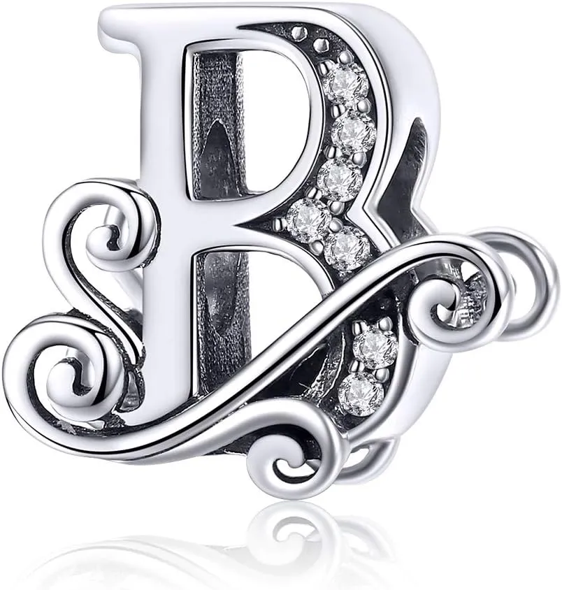 925 Sterling Silver Letter Charms for Pandora Bracelets Alphabet Initial Beads Jewelry Gift for Women