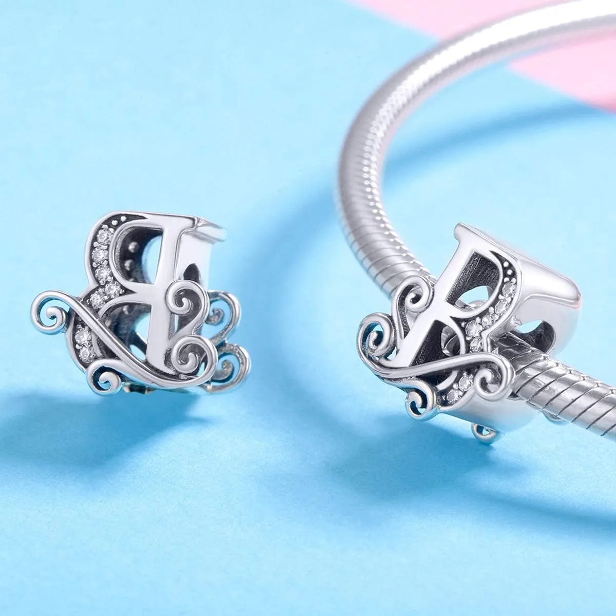 925 Sterling Silver Letter Charms for Pandora Bracelets Alphabet Initial Beads Jewelry Gift for Women