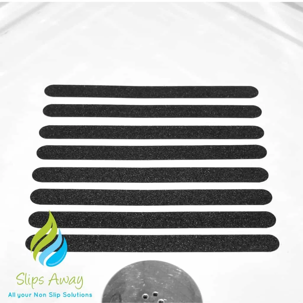 Anti Slip Bath & Shower Stickers – 8x Black Strips