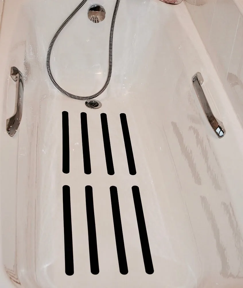Anti Slip Bath & Shower Stickers – 8x Black Strips