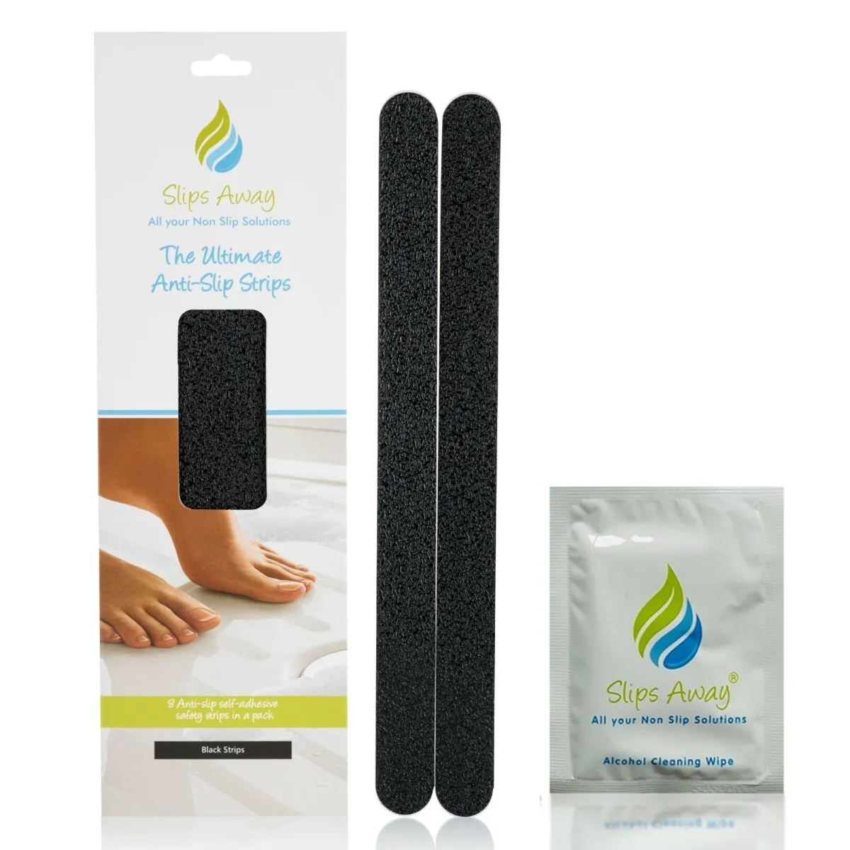 Anti Slip Bath & Shower Stickers – 8x Black Strips