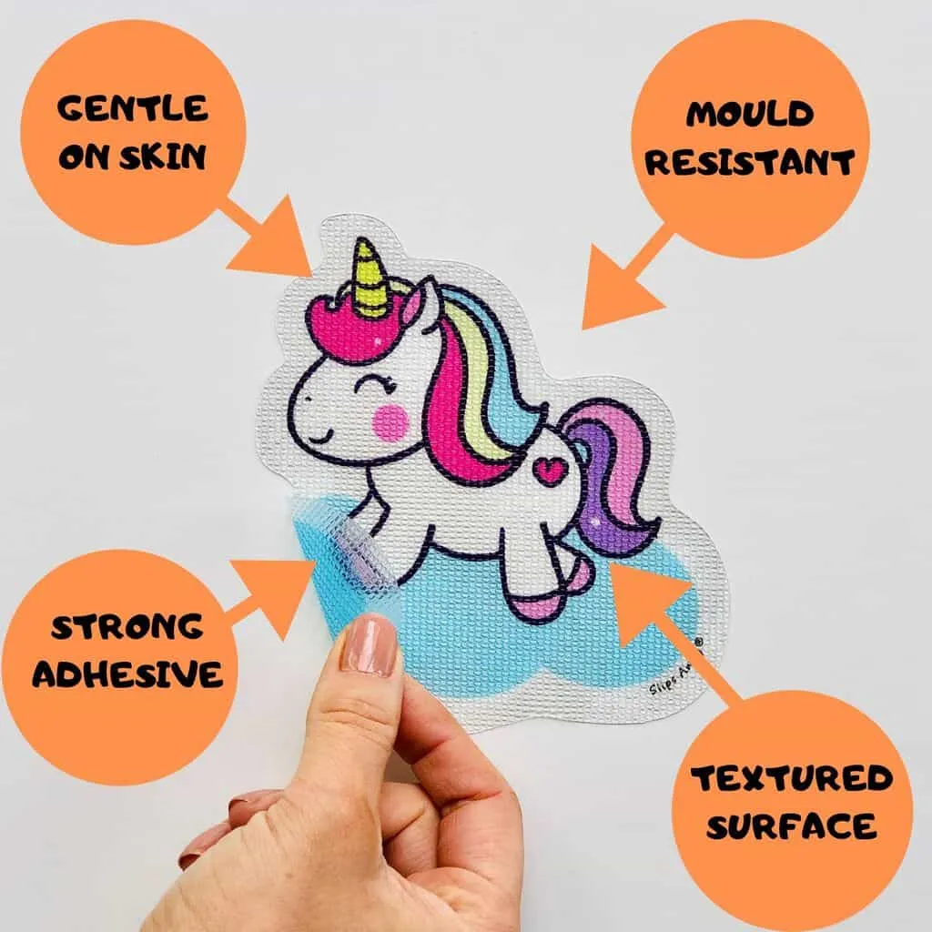 Anti Slip Kids Bath Stickers - Cute Unicorn ( 5x Pack )