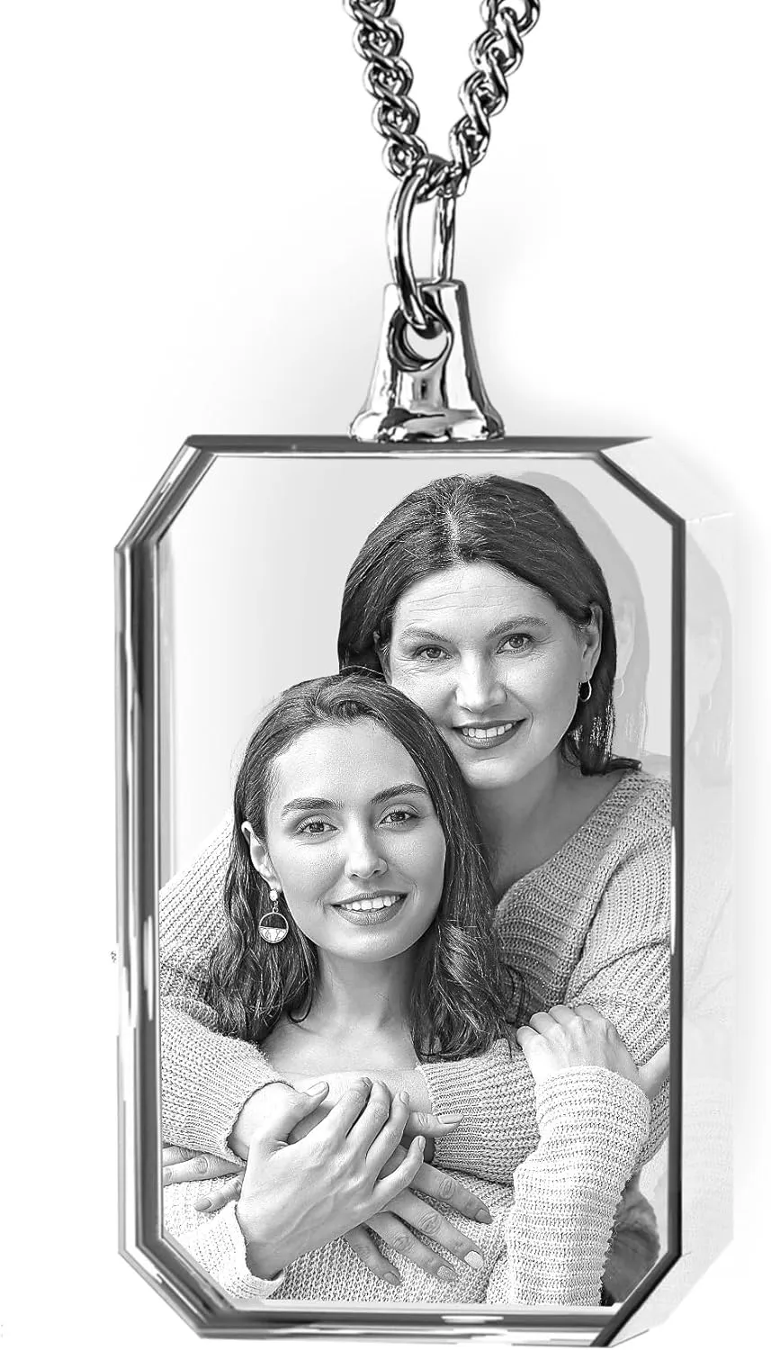 ArtPix 3D Crystal Photo, Fathers Day Gift, Personalized Necklace Rectangle, Customized Gift for Mom, Women, Wife, Her, Grandma, Great Custom Gifts With Your Own Photo, Memorial Picture Necklace