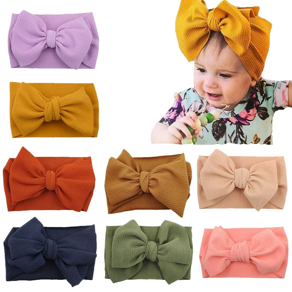 Baby Girl Bow Headbands Newborn Hairband Baby Turban Knotted Elastic Headwrap for Toddler Hair Accessories (AA01-8PCS