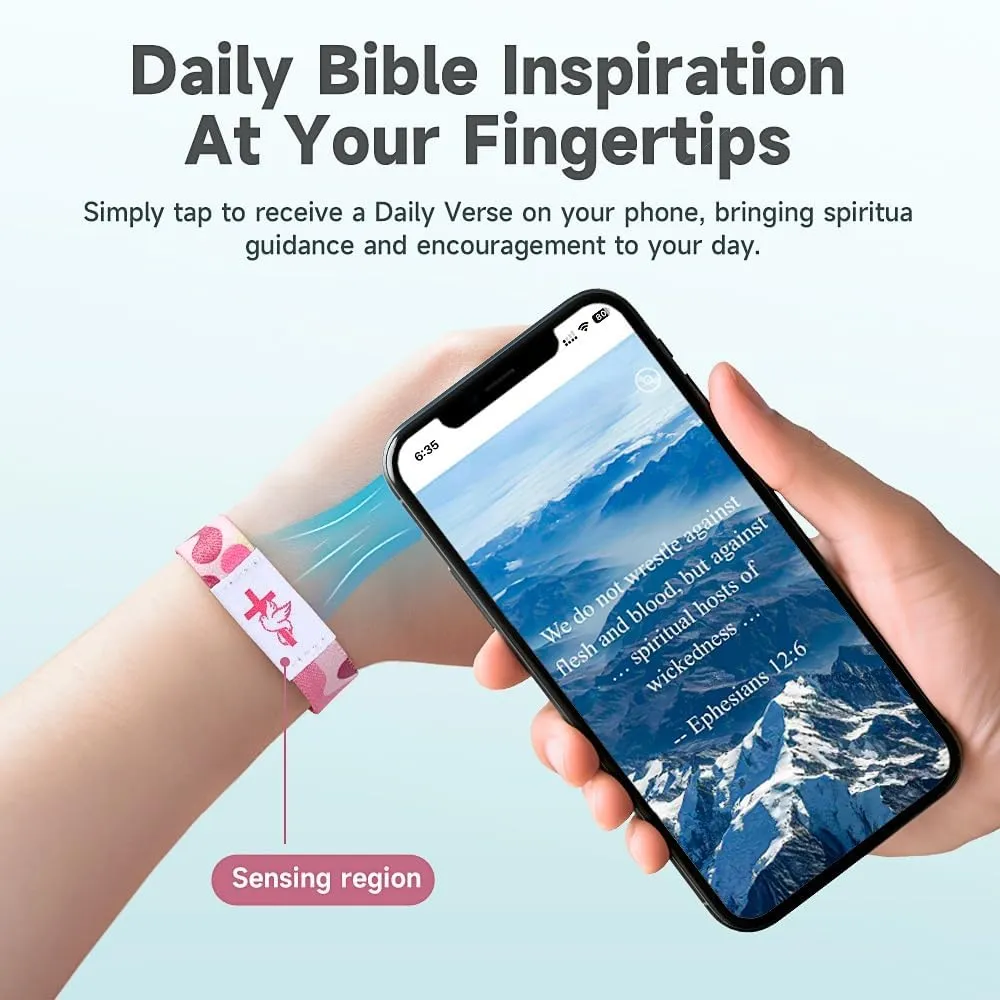 Bible Verse Bracelets Christian Bracelet Daily Bible Verse Bracelet With NFC Inspirational Bible Verse Bracelets For Women Wearable Bible Christian Gift