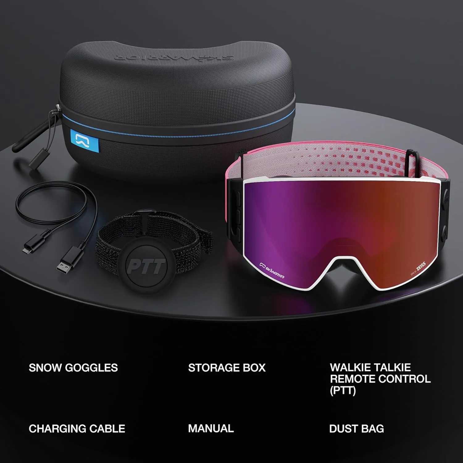 Bluetooth Smart Ski Goggles with Walkie-Talkie for Adult-Anti Fog Snowboard Goggles with Play Music,Answer Calls