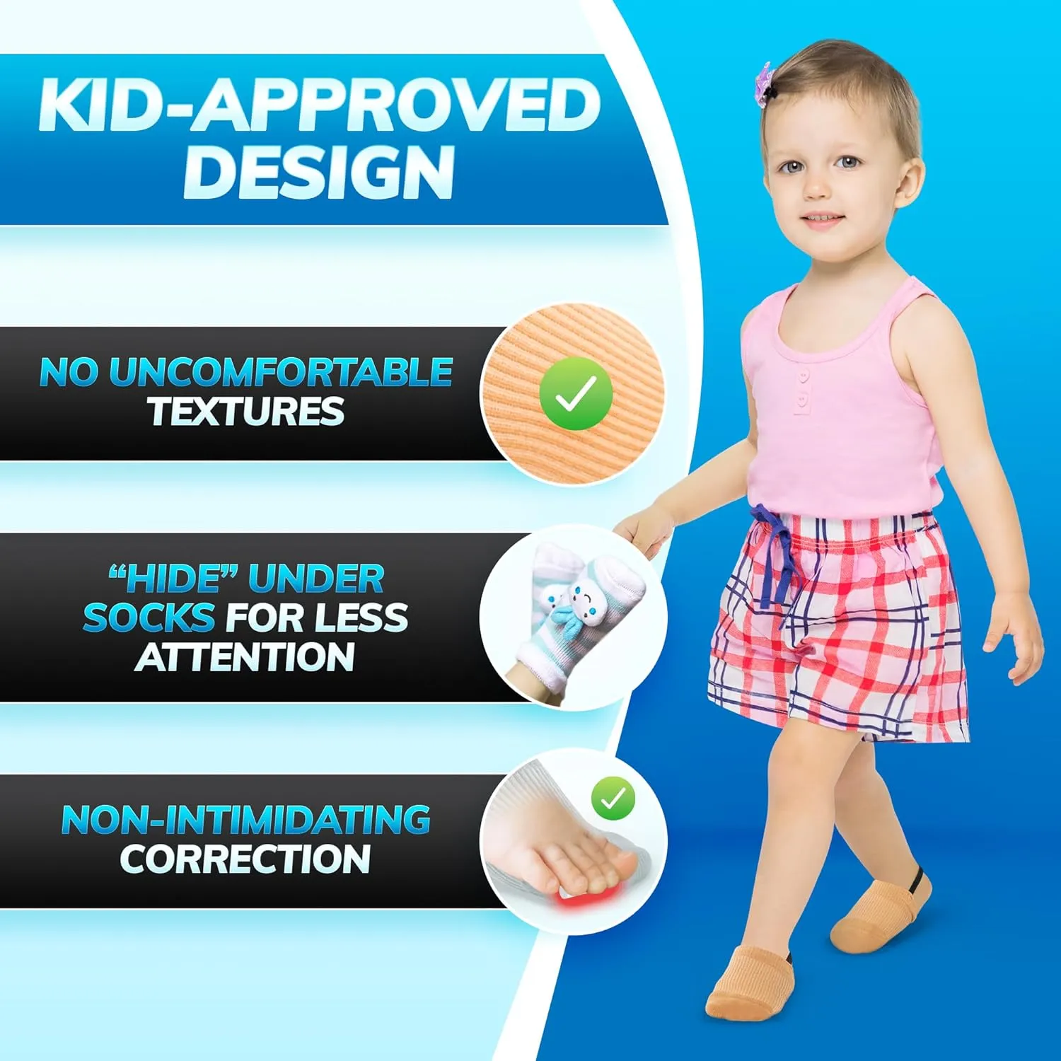 BraceAbility Toe Walking Socks (Pair) - Pediatric Kids Foot Brace for Comfortable Tip Toe Walking Prevention and Correction for Children and Toddlers, Cerebral Palsy Equipment, ADHD Support (M - Beige)