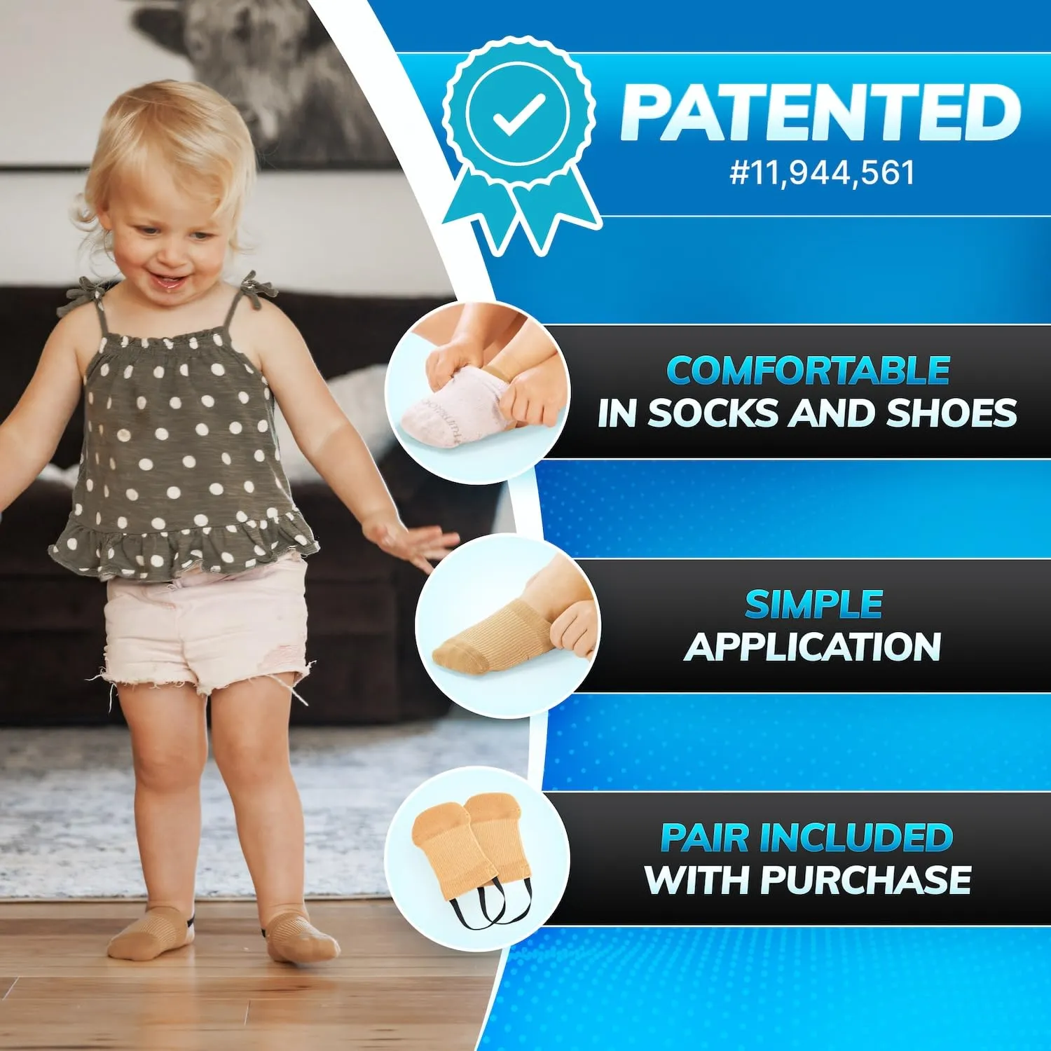 BraceAbility Toe Walking Socks (Pair) - Pediatric Kids Foot Brace for Comfortable Tip Toe Walking Prevention and Correction for Children and Toddlers, Cerebral Palsy Equipment, ADHD Support (M - Beige)