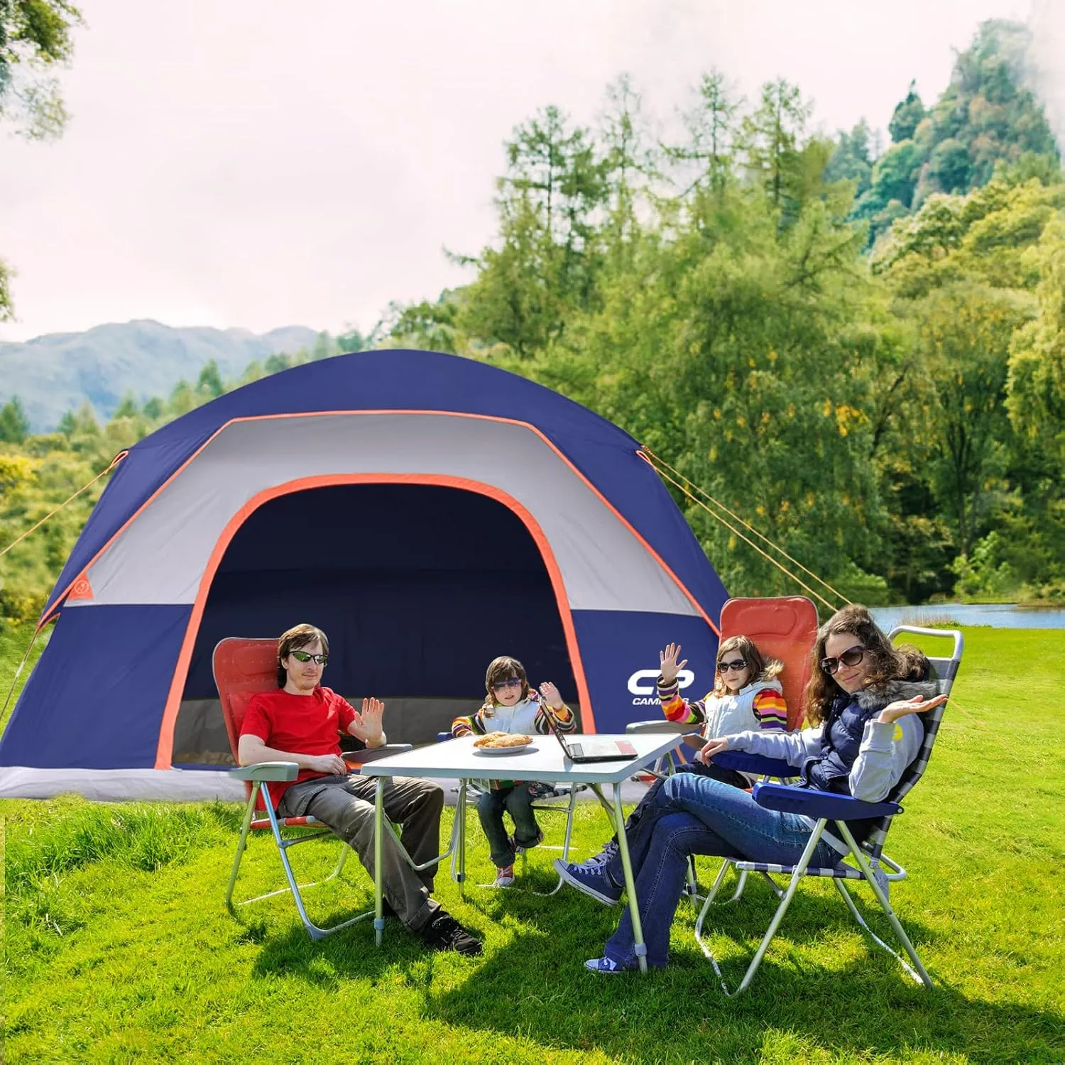 CAMPROS CP Tent 6/8 Person Camping Tents, Waterproof Windproof Family Tent with Top Rainfly, Large Mesh Windows, Double Layer, Easy Set Up, Portable with Carry Bag, for All Seasons
