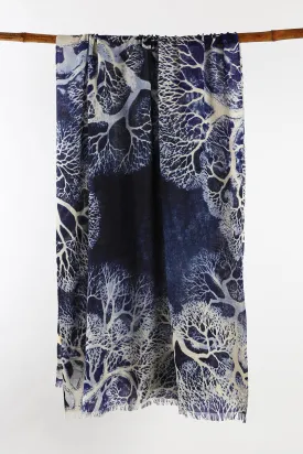 Cashmere Silk Scarf - Midnight Blue & Black