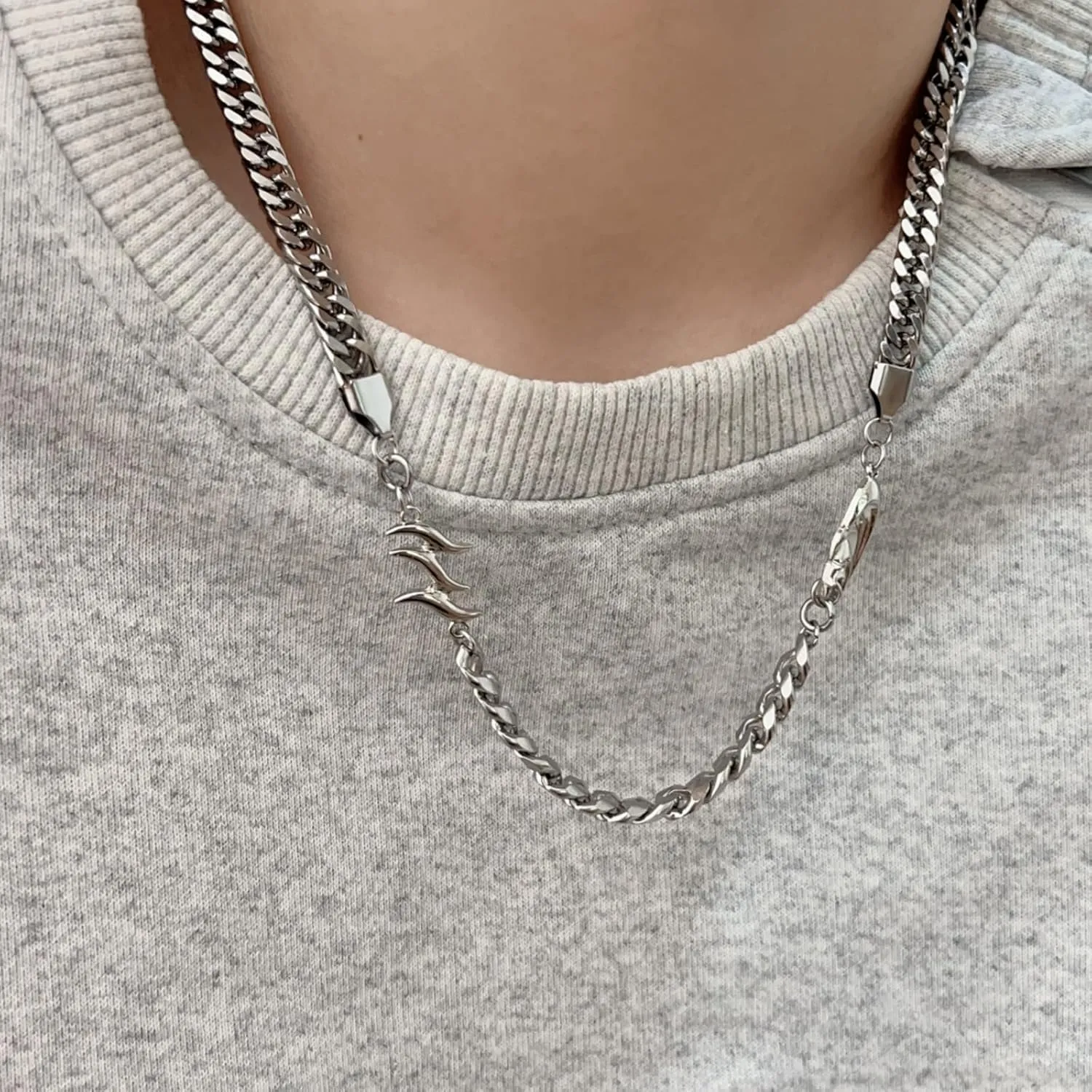 Chain Necklace for Man Irregular Y2k Necklace Beads Shorts Chain Men's Fashion Jewelry