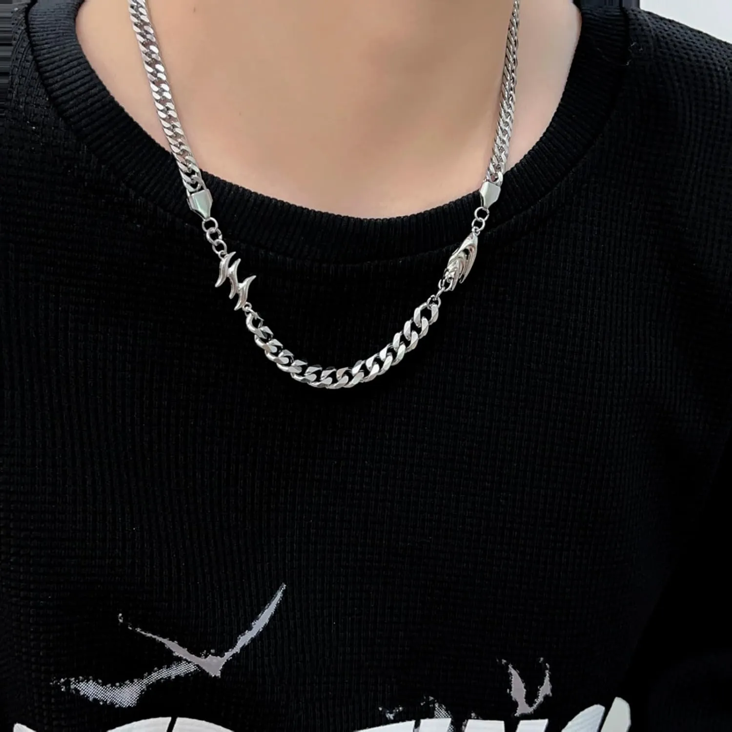 Chain Necklace for Man Irregular Y2k Necklace Beads Shorts Chain Men's Fashion Jewelry