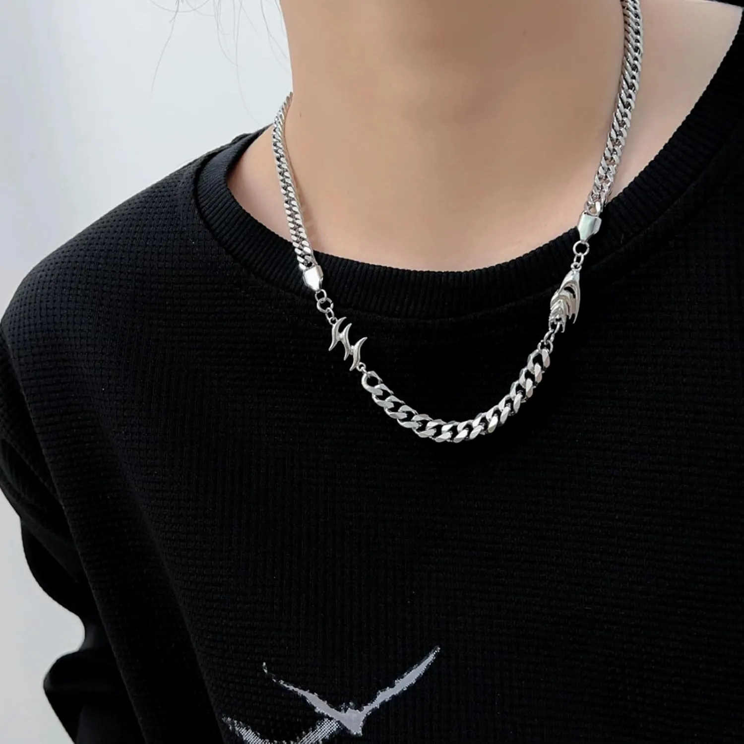 Chain Necklace for Man Irregular Y2k Necklace Beads Shorts Chain Men's Fashion Jewelry