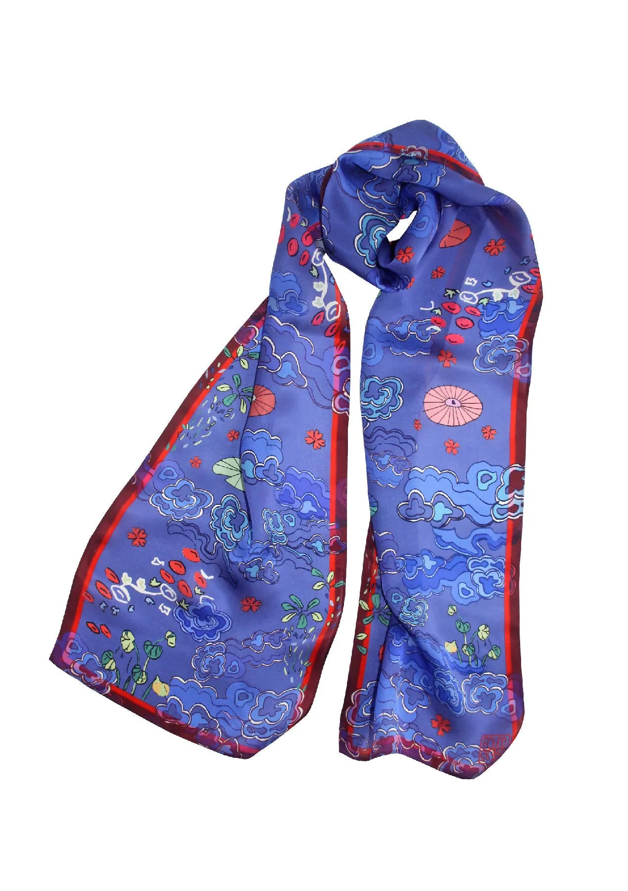 Clouds Between (blue) Silk Scarf