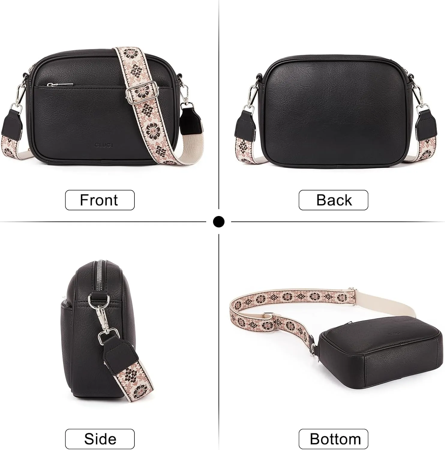 CLUCI Crossbody Bags for Women, Vegan Leather Shoulder HandbagsPurses for Women with Adjustable Wide Strap