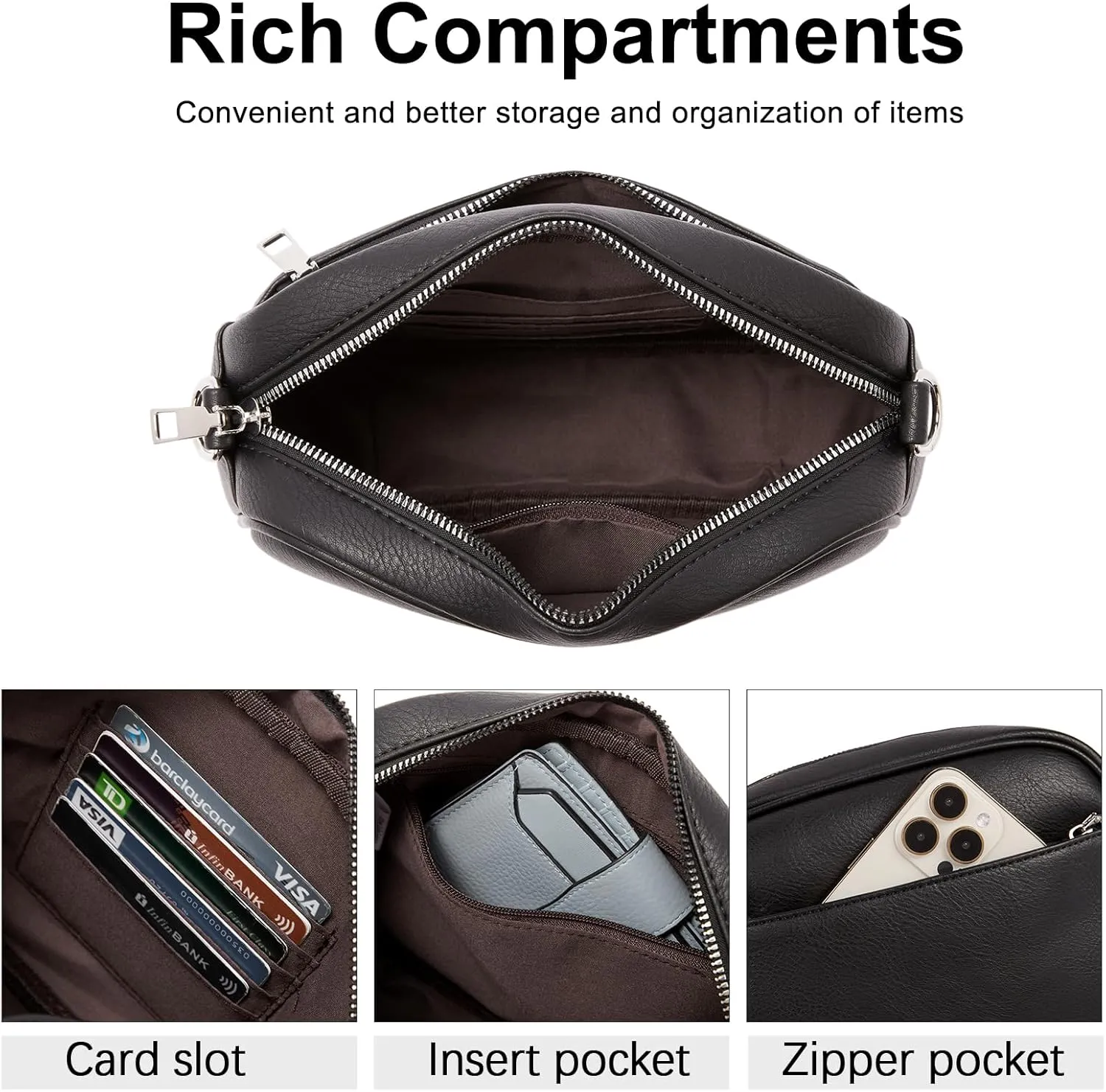 CLUCI Crossbody Bags for Women, Vegan Leather Shoulder HandbagsPurses for Women with Adjustable Wide Strap