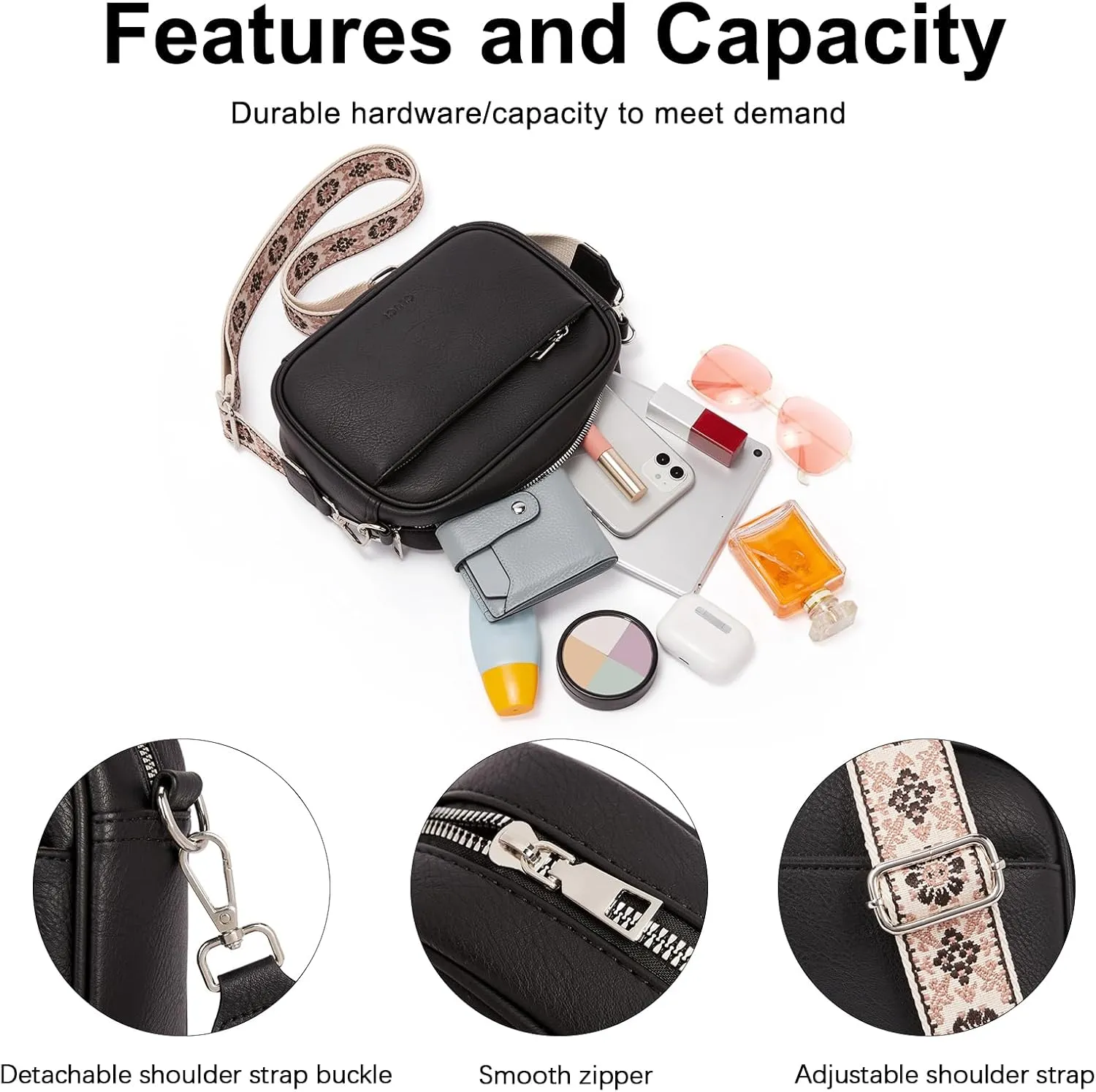 CLUCI Crossbody Bags for Women, Vegan Leather Shoulder HandbagsPurses for Women with Adjustable Wide Strap