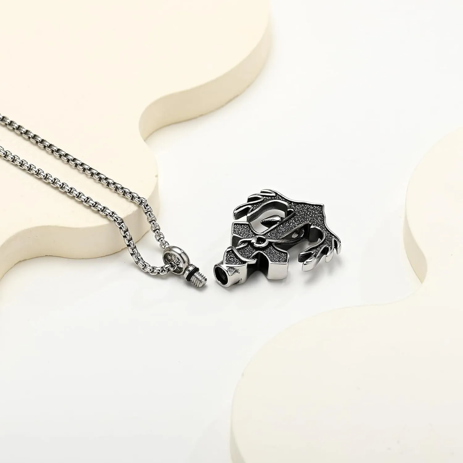 Cross Anchor Cremation Jewelry Fish Hook Urn Necklace for Ashes Deer Antler Stainless Steel Ashes Pendant for Women Men Keepsake Memorial Jewelry Ashes Lockets for Loss of Loved One