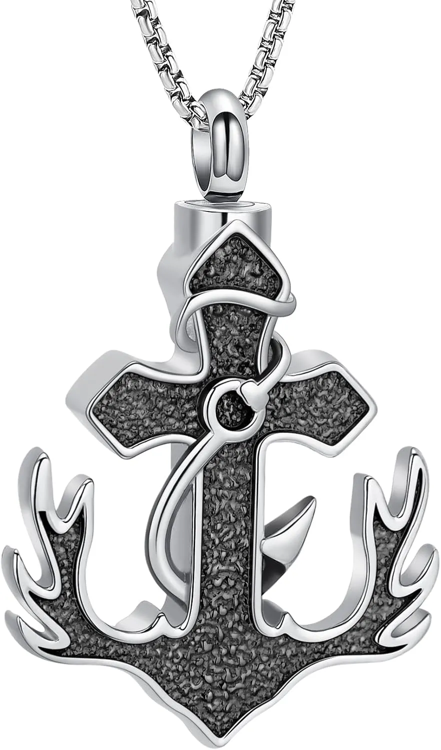 Cross Anchor Cremation Jewelry Fish Hook Urn Necklace for Ashes Deer Antler Stainless Steel Ashes Pendant for Women Men Keepsake Memorial Jewelry Ashes Lockets for Loss of Loved One