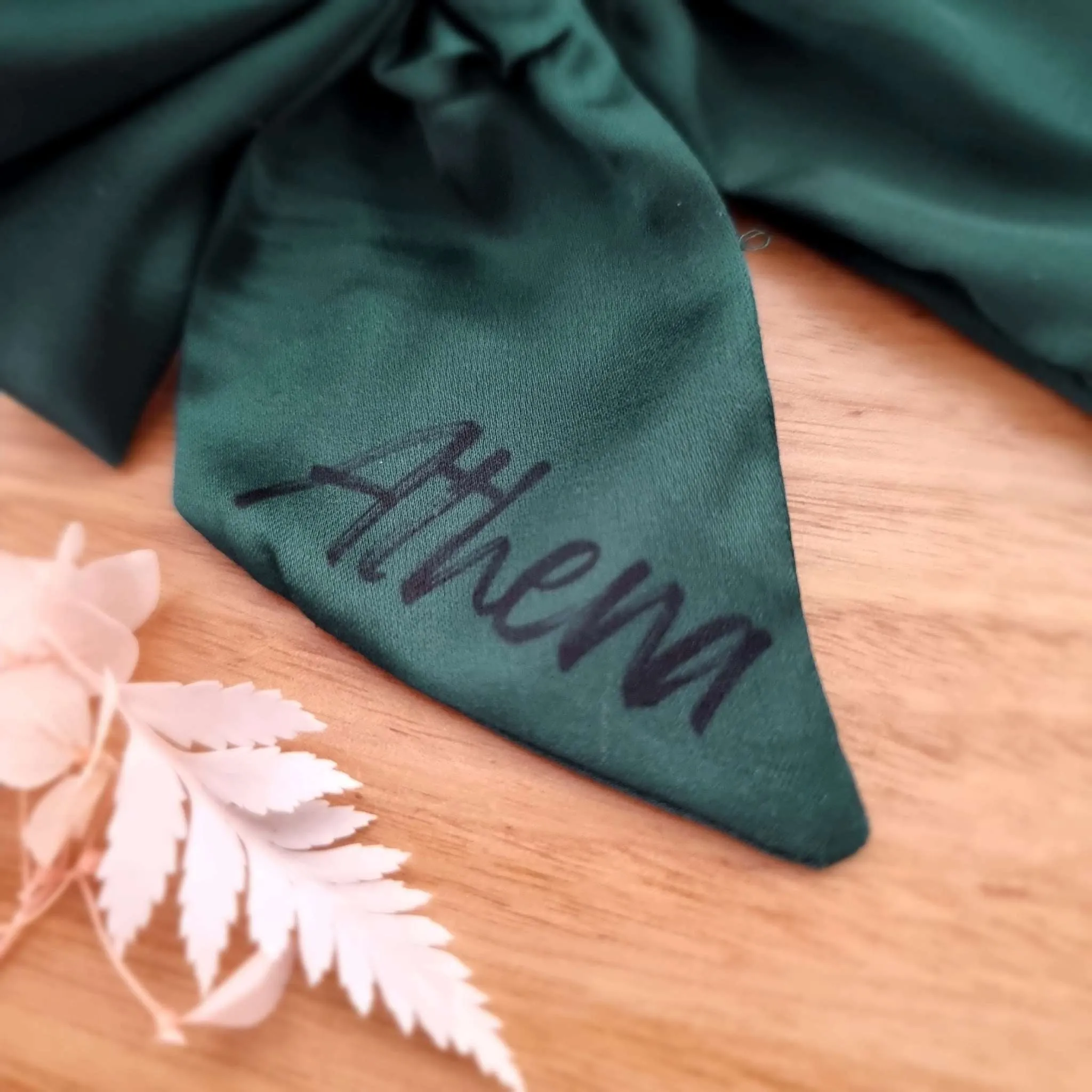 Dark green satin sailor dog bow tie