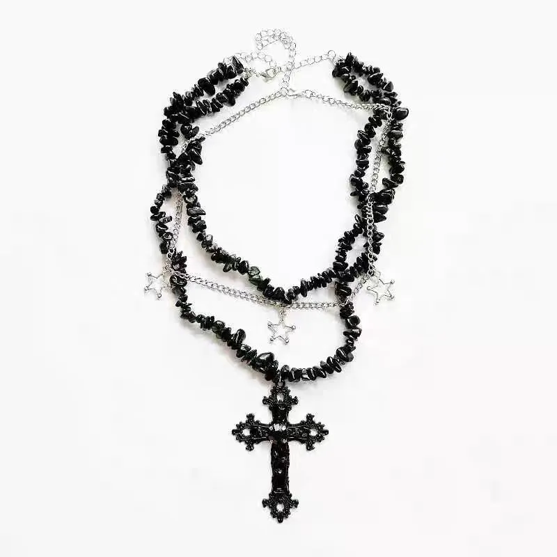 Diamond Star Double Layer Dark Hip-Hop Necklace