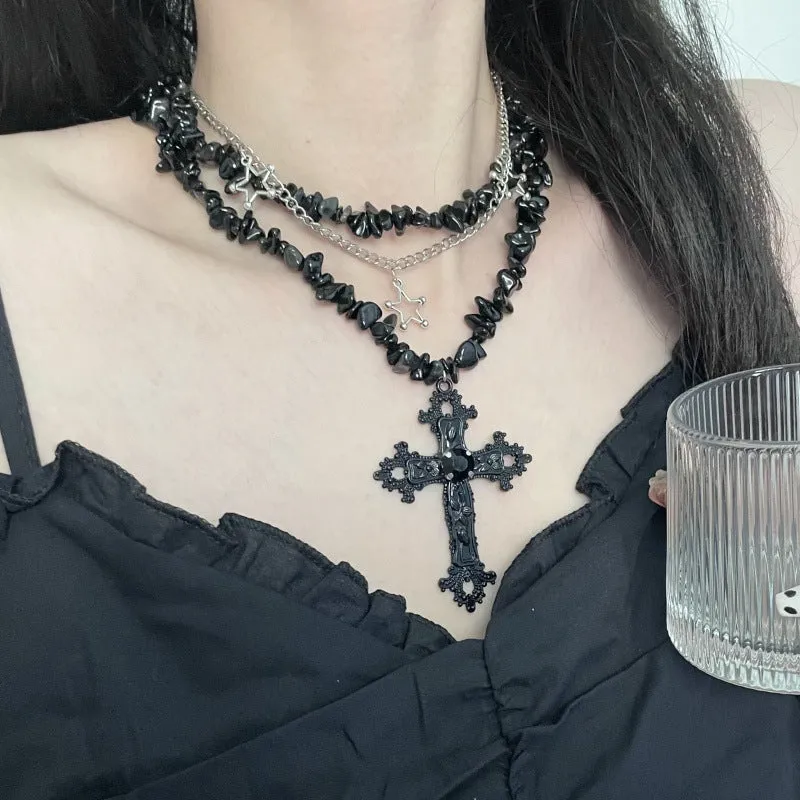 Diamond Star Double Layer Dark Hip-Hop Necklace