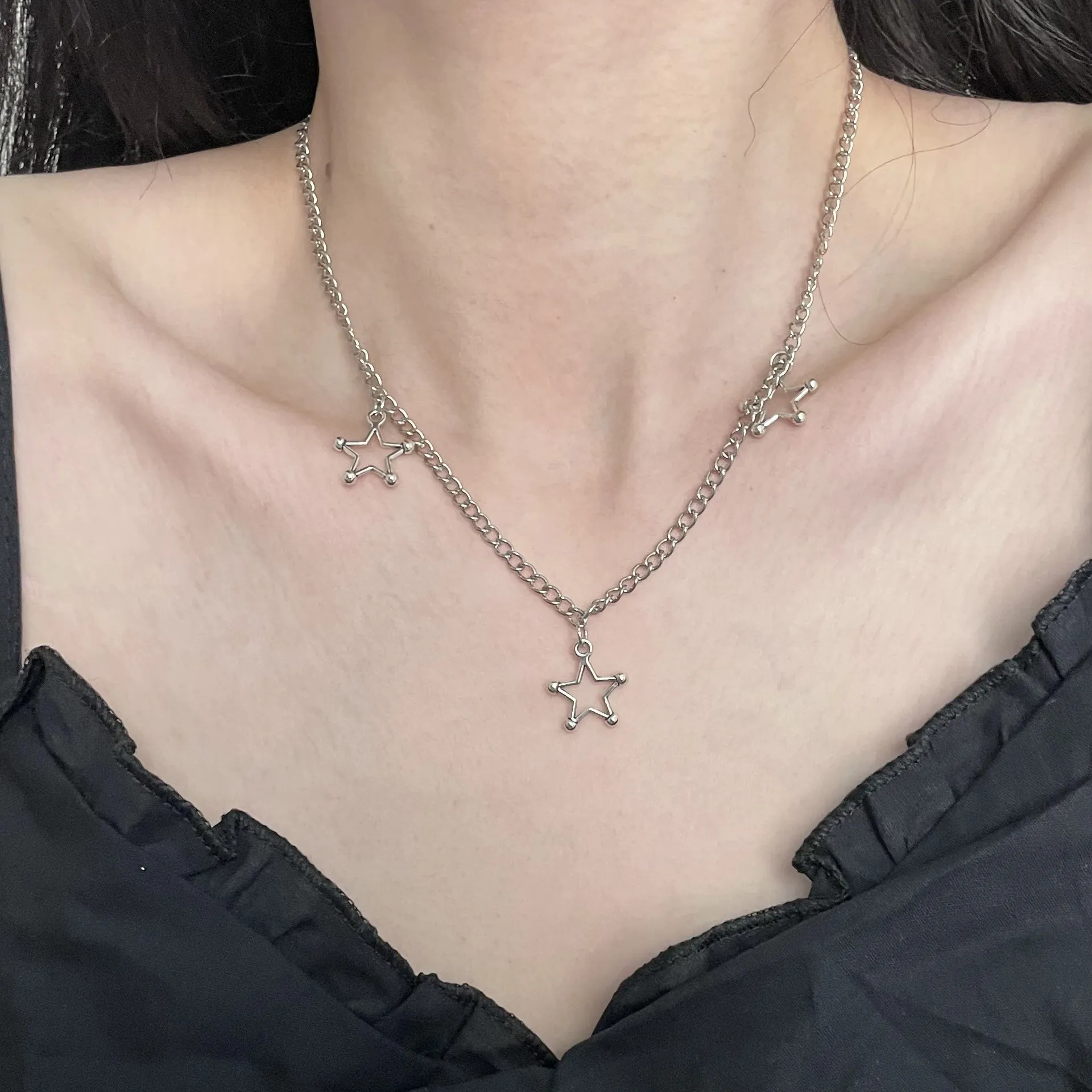 Diamond Star Double Layer Dark Hip-Hop Necklace