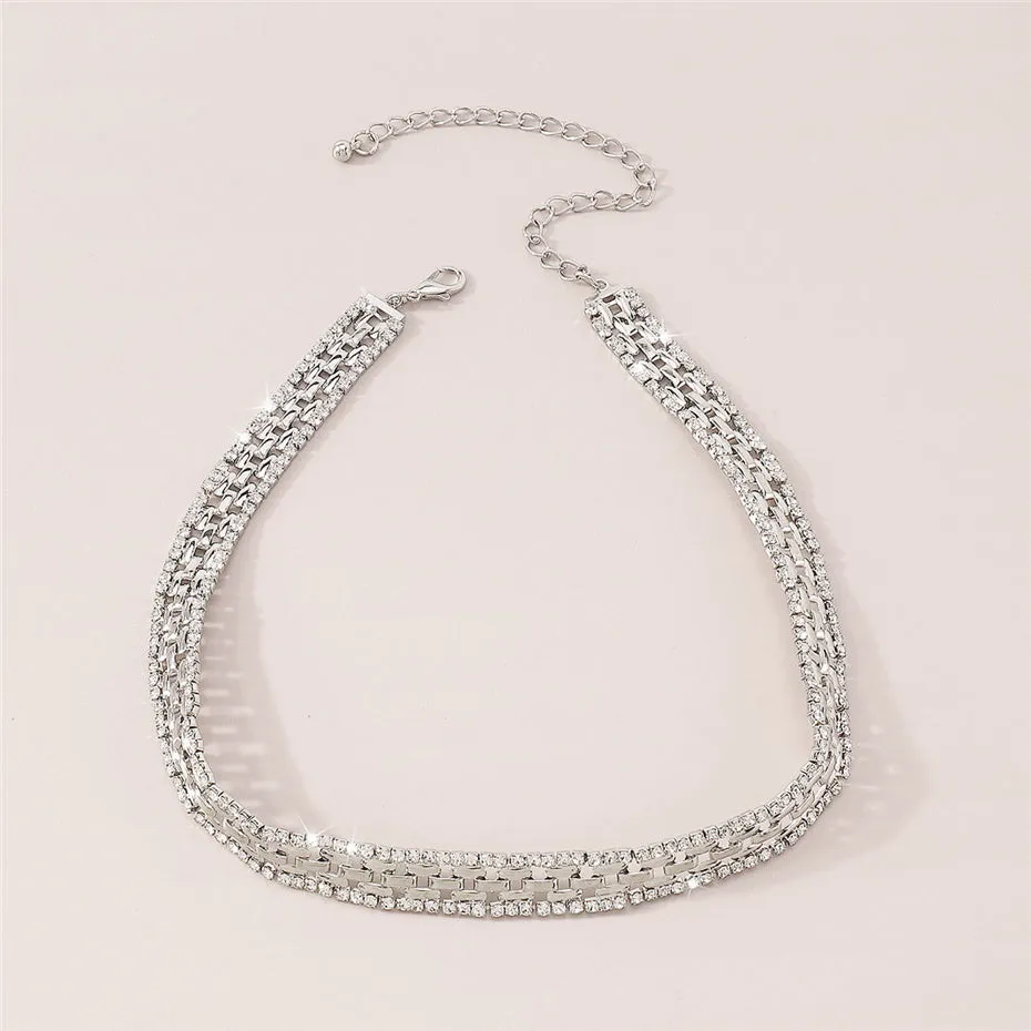 Flytonn-Lydia Rhinestones Square Chain Necklace