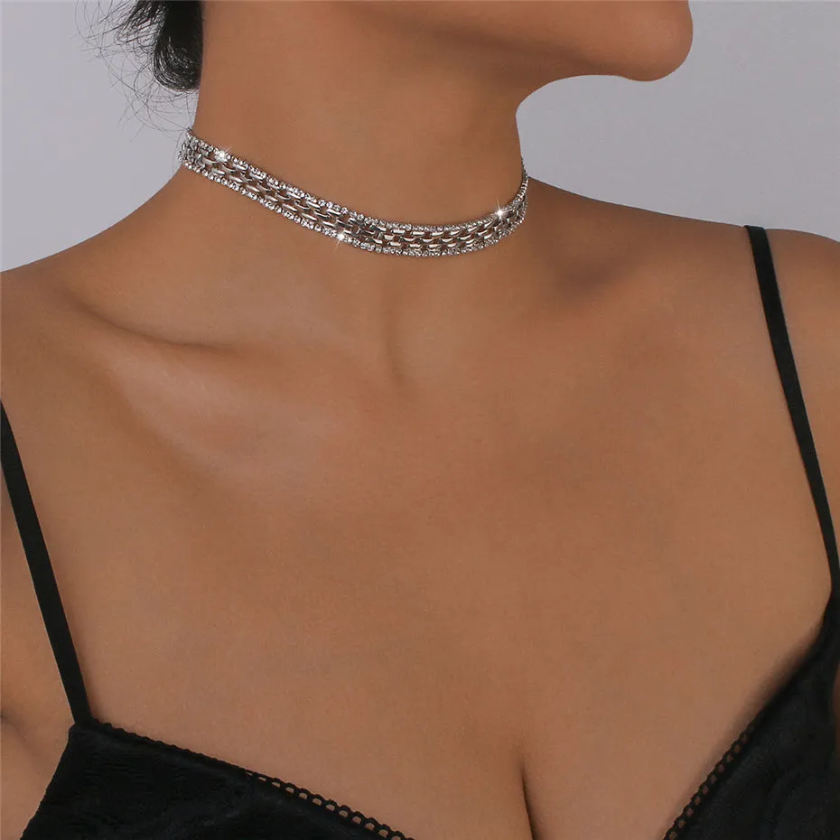 Flytonn-Lydia Rhinestones Square Chain Necklace