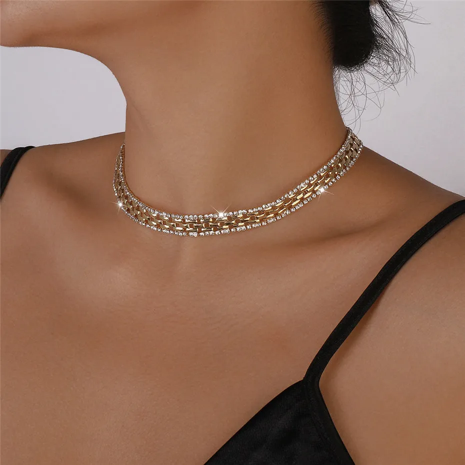 Flytonn-Lydia Rhinestones Square Chain Necklace