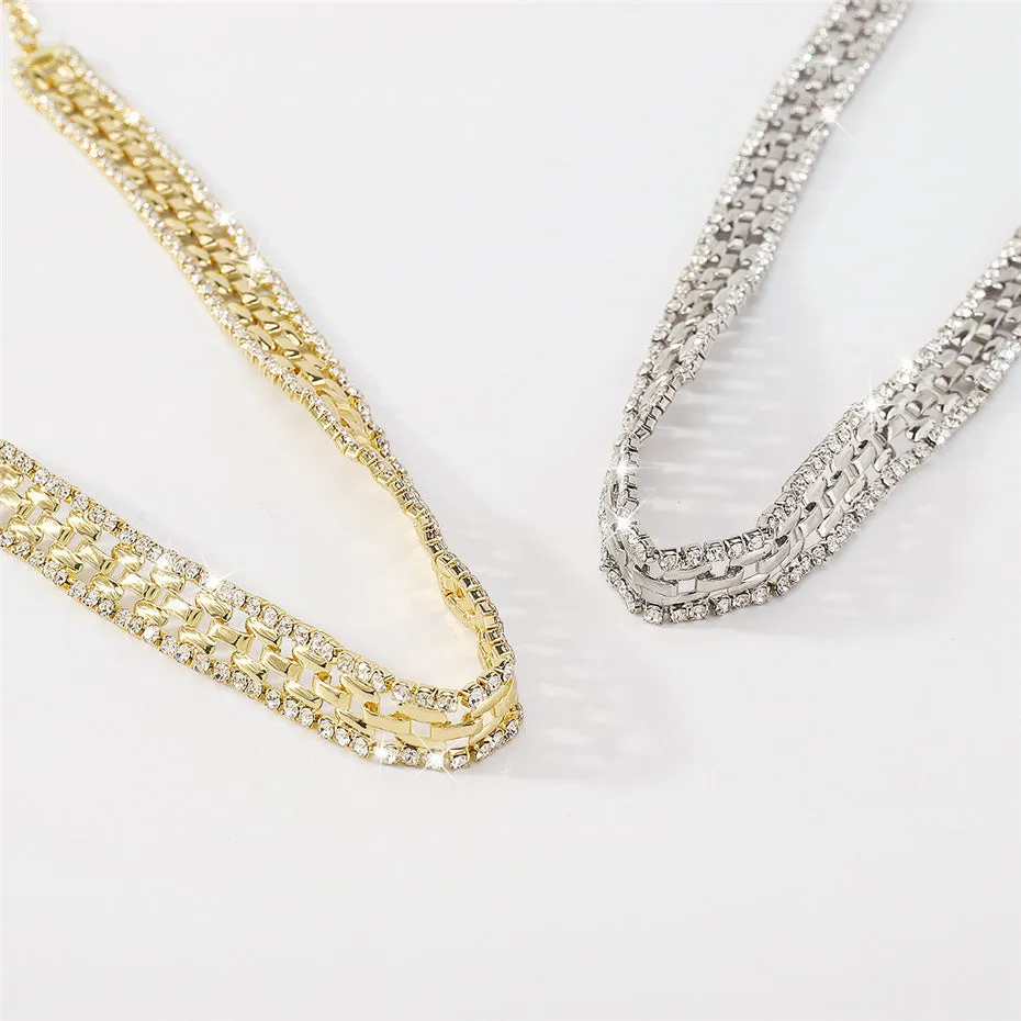 Flytonn-Lydia Rhinestones Square Chain Necklace