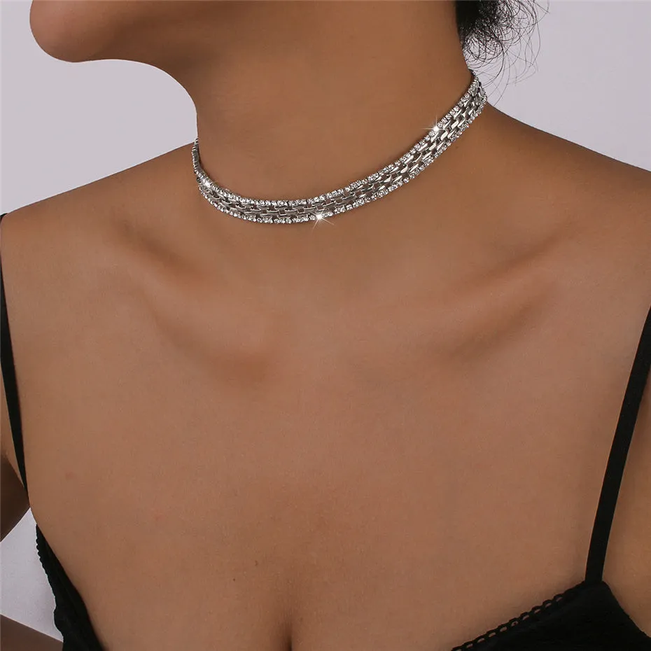 Flytonn-Lydia Rhinestones Square Chain Necklace