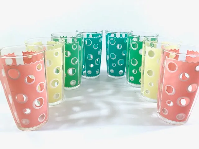 Fred Press - Mid-Century Rainbow Circle Bar Set (8 Glasses and Carrier)