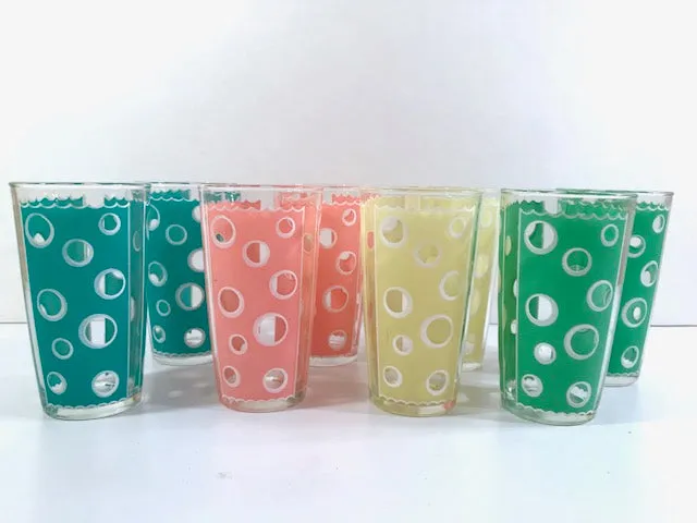Fred Press - Mid-Century Rainbow Circle Bar Set (8 Glasses and Carrier)