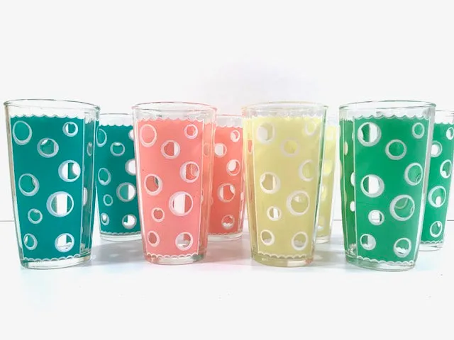 Fred Press - Mid-Century Rainbow Circle Bar Set (8 Glasses and Carrier)