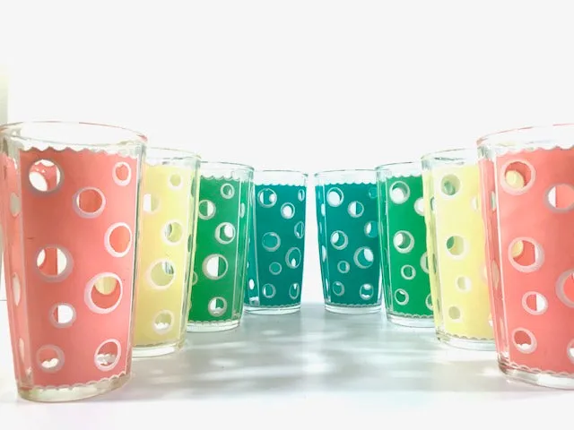 Fred Press - Mid-Century Rainbow Circle Bar Set (8 Glasses and Carrier)
