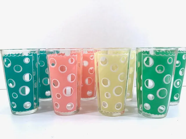 Fred Press - Mid-Century Rainbow Circle Bar Set (8 Glasses and Carrier)