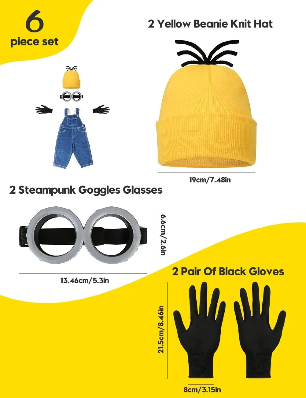 Halloween Women Adult Costume Accessories with Hat Assembled Goggles Gloves Funny Kids Costume Cosplay