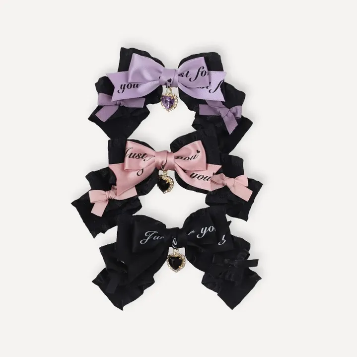 Handmade Japanese Black Bow Hair Clip Sweet Cool Hair Clip
