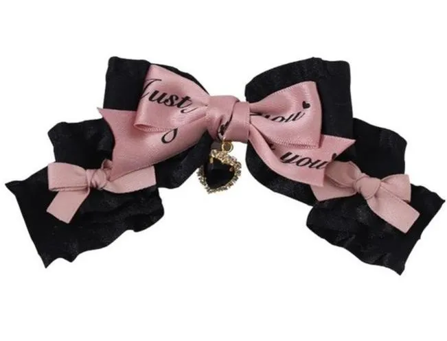 Handmade Japanese Black Bow Hair Clip Sweet Cool Hair Clip