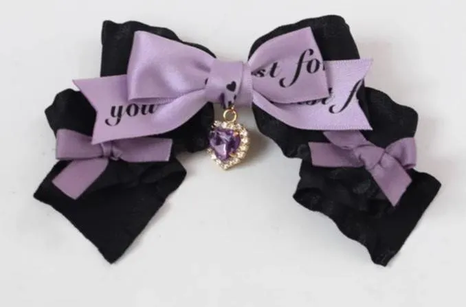 Handmade Japanese Black Bow Hair Clip Sweet Cool Hair Clip