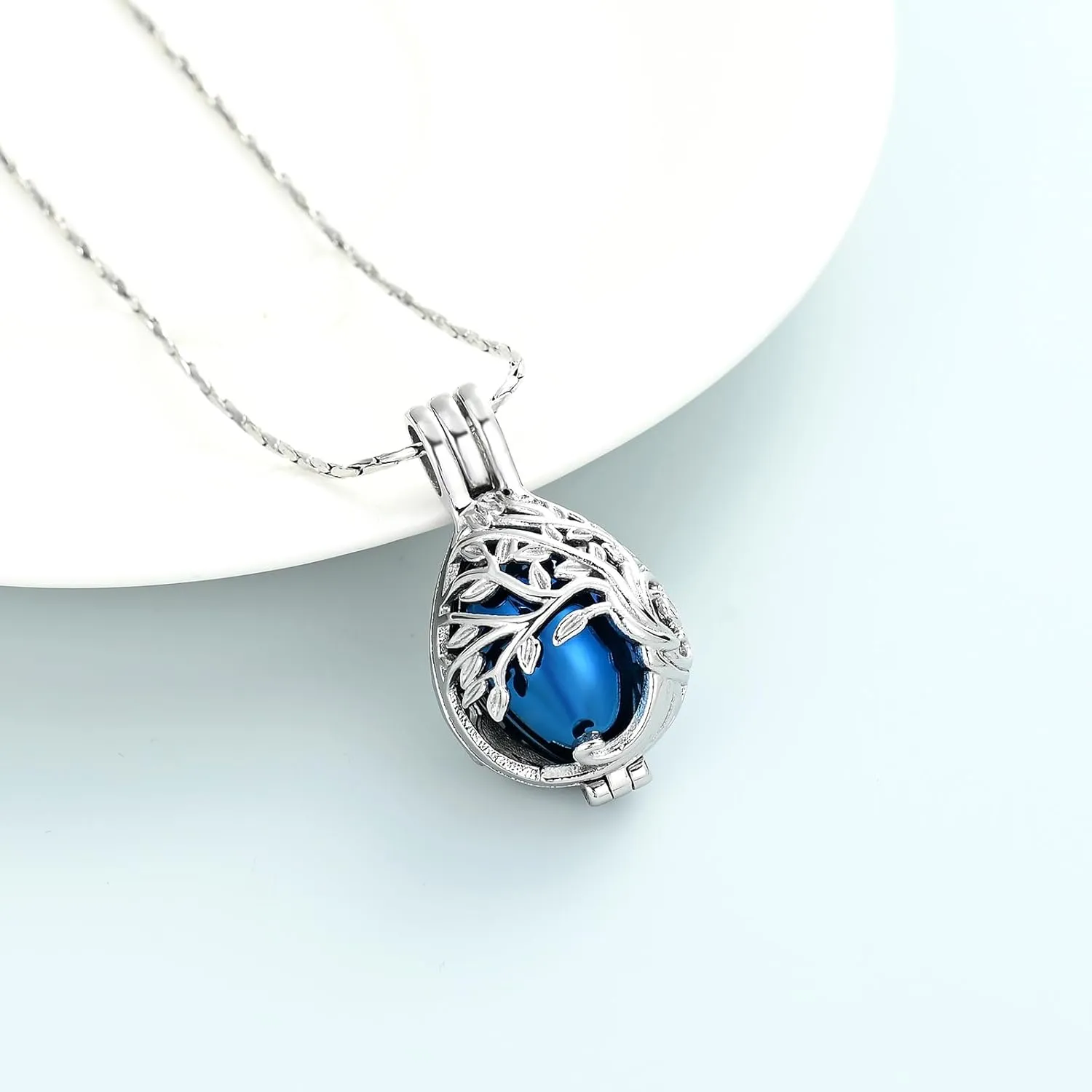 Imrsanl Teardrop Tree of Life Urn Urn Necklace for Ashes for Women Men Cremation Jewelry Memorial Locket Pendant Necklace Hollow Keepsake Urn for Human Ashes